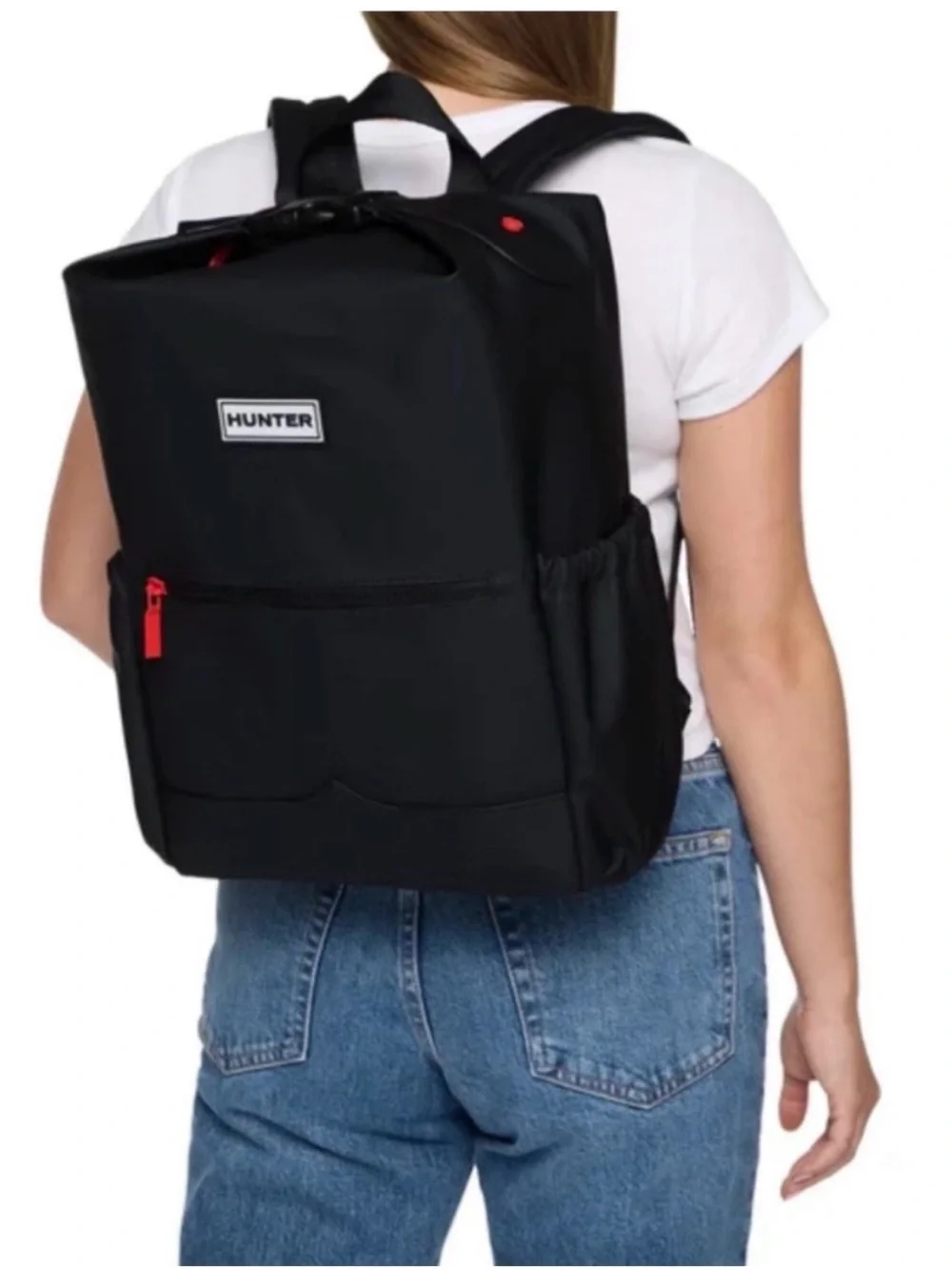 Hunter Black Everyday Backpack with Red Accents
